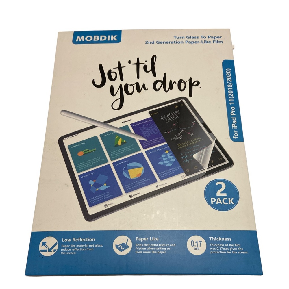 New Mobdik Turn Glass to paper /paper -like Film Screen protector ! 2 pack